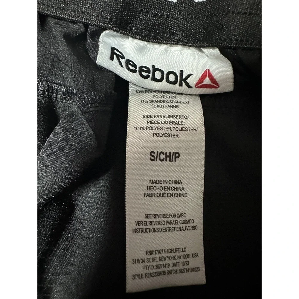 Reebok‎ Shorts Mens Small Black Running Split Hem Reflective Zip Pocket Liner